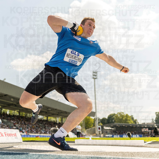 Deutsche Leichtathletik-Meisterschaften; Bochum-Wattenscheid, 25.07.2026 | Maximilian Neukirchen (Sportclub Krefeld 1905), Kugelstossen; Deutsche Leichtathletik-Meisterschaften am 25.07.2026 im Lorheide-Stadion, Bochum-Wattenscheid (Nordrhein-Westfalen).