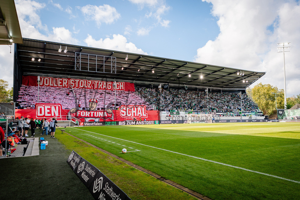 2. Bundesliga, Saison 2025/26, 5. Spieltag : SC Preußen Münster - Fortuna Düsseldorf | Münster, 14.09.2025: 2. Bundesliga, 5. Spieltag, SC Preußen Münster gegen Fortuna Düsseldorf im LVM-Preußenstadion in Münster. Foto: sportfotografie.ms | Markus Paletta - Realisiert mit Pictrs.com