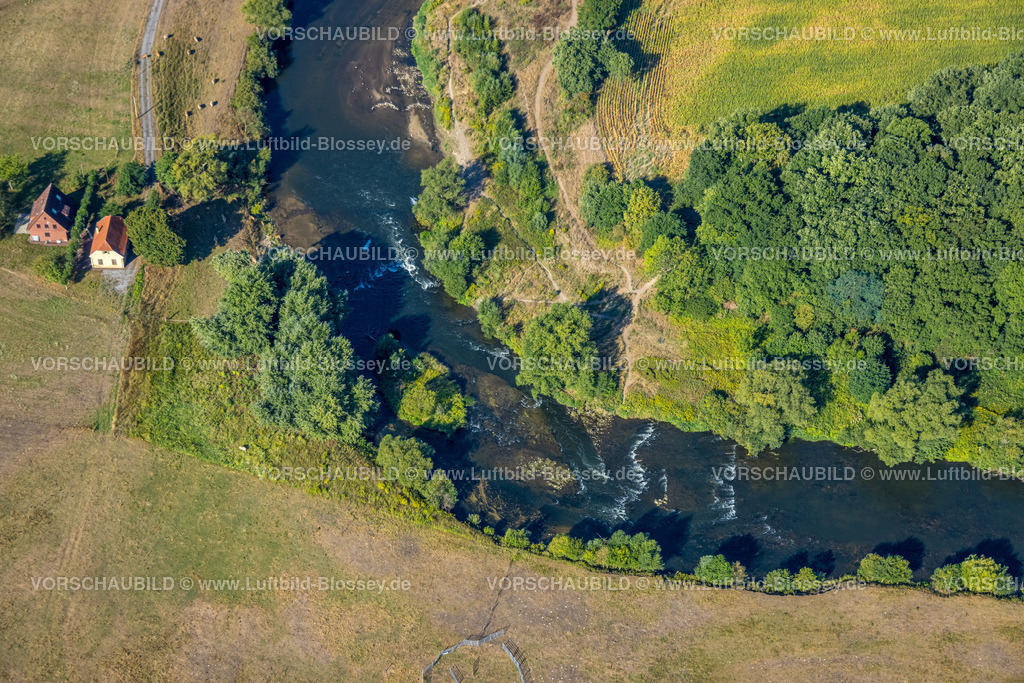 Olfen220805962LippeVogelsang | Luftbild, Fluss Lippe, Fluss- und Auenentwicklung der Lippe Vogelsang, Renaturierung, Fluss Lippe Gleitsohle, Stadtgrenze Olfen-Datteln, Olfen-Kirchspiel, Olfen, Ruhrgebiet, Nordrhein-Westfalen, Deutschland