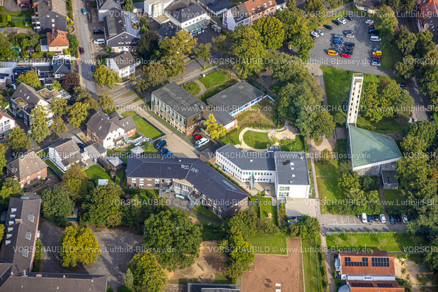 Dorsten230906163 | Luftbild, Kreuzkirche, Familienzentrum Regenbogen, Paul-Gerhardt-Haus, Wohnstätte Tisa, Hervest, Dorsten, Ruhrgebiet, Nordrhein-Westfalen, Deutschland