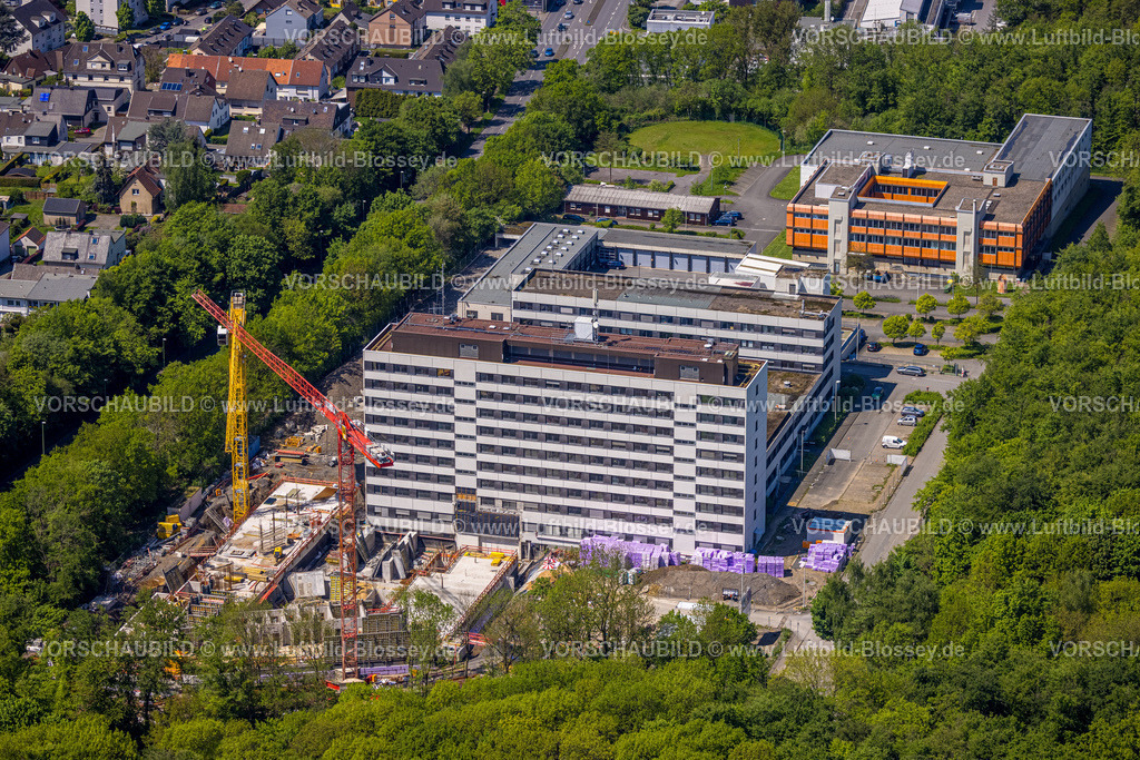 Hagen230501966 | Luftbild, Baustelle und Neubau an der Polizeiwache Hoheleye, Information und Technik NRW Niederlassung Hagen Gebäude, Altenhagen, Hagen, Sauerland, Nordrhein-Westfalen, Deutschland