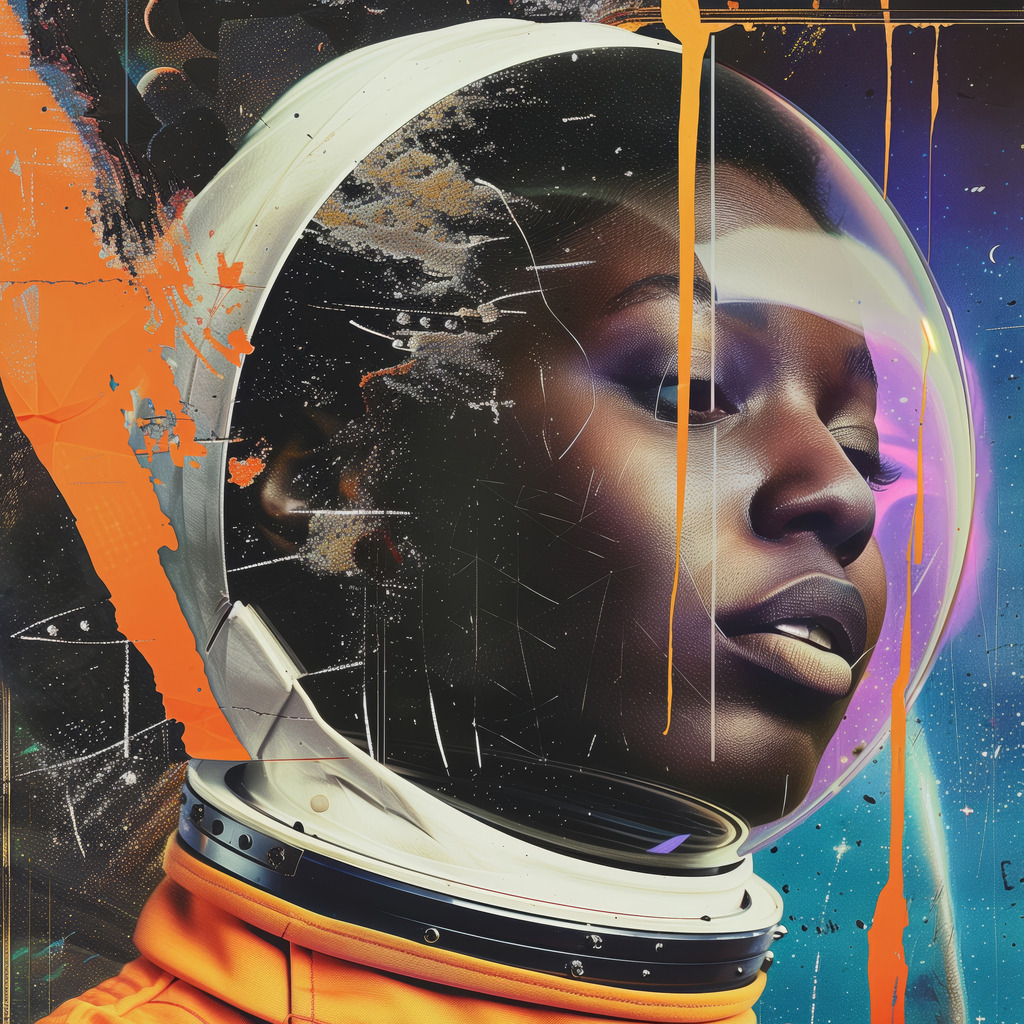 2404008 - Weltraumpionierin | Moderne Wandbilder auf Leinwand, Acylglas, Alu-Dibond oder als Poster. Tauchen Sie ein in die Welt KI-generierter Kunstwerke - entdecken Sie hochwertige Kunstdrucke unserer Gemälde, Illustrationen und fotorealistischen Motive.