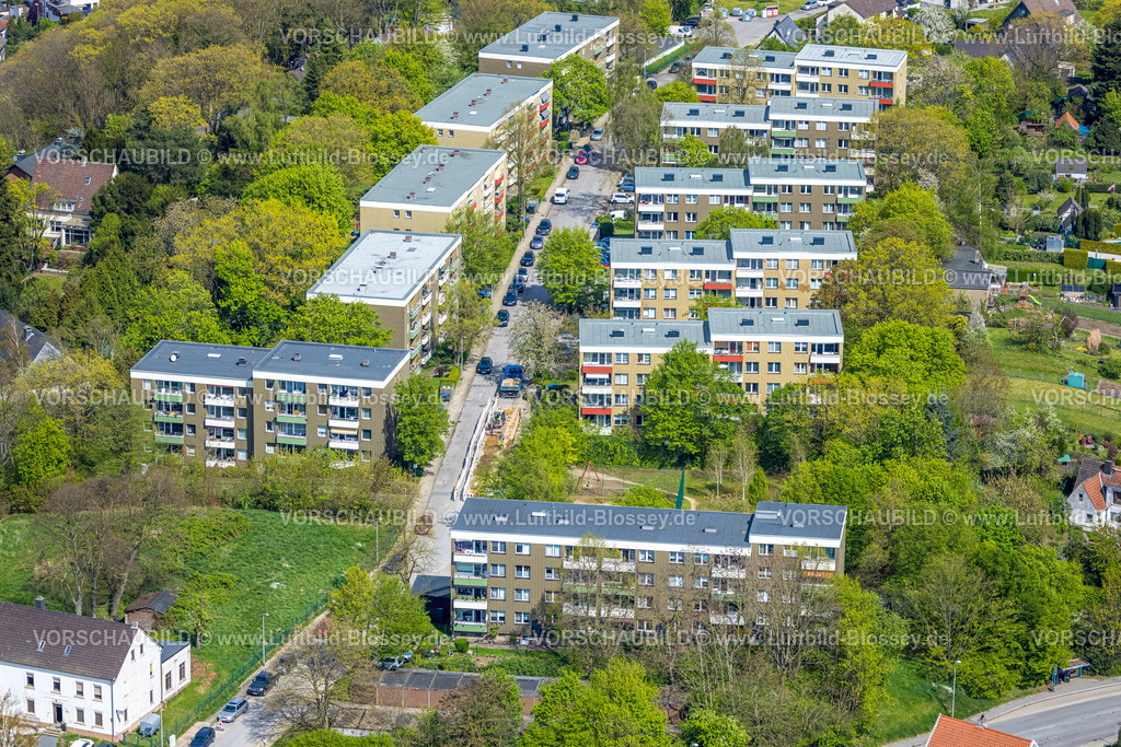 Witten260401694 | Luftbild, Mehrfamilienhaus und Reihenhaus Wohnsiedlung Ruhrhöhe, Ostherbede, Witten, Ruhrgebiet, Nordrhein-Westfalen, Deutschland