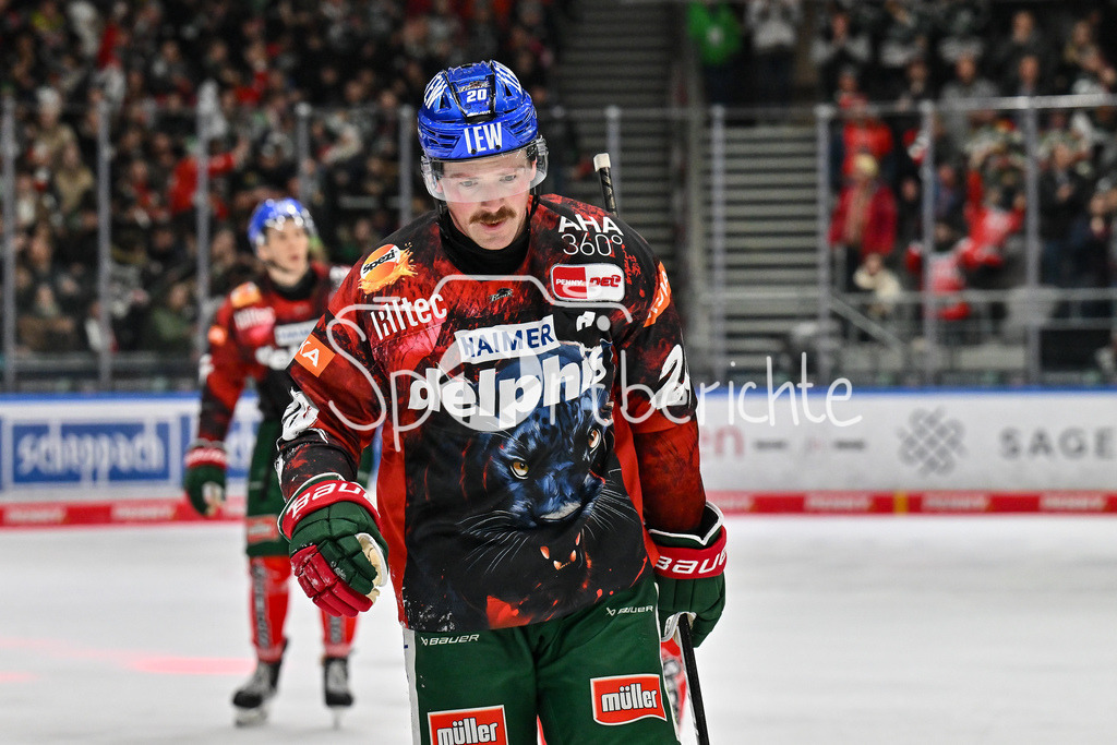 Augsburger Panther - Straubing Tigers | Jubel der Hausherren nach dem Treffer zum 4-1 durch Cody KUNYK (Augsburger Panther #20) / Freude / Happy / Tor / torschuetze / DEL: Augsburger Panther - Straubing Tigers, Curt Frenzel Stadion am 29.11.2024
