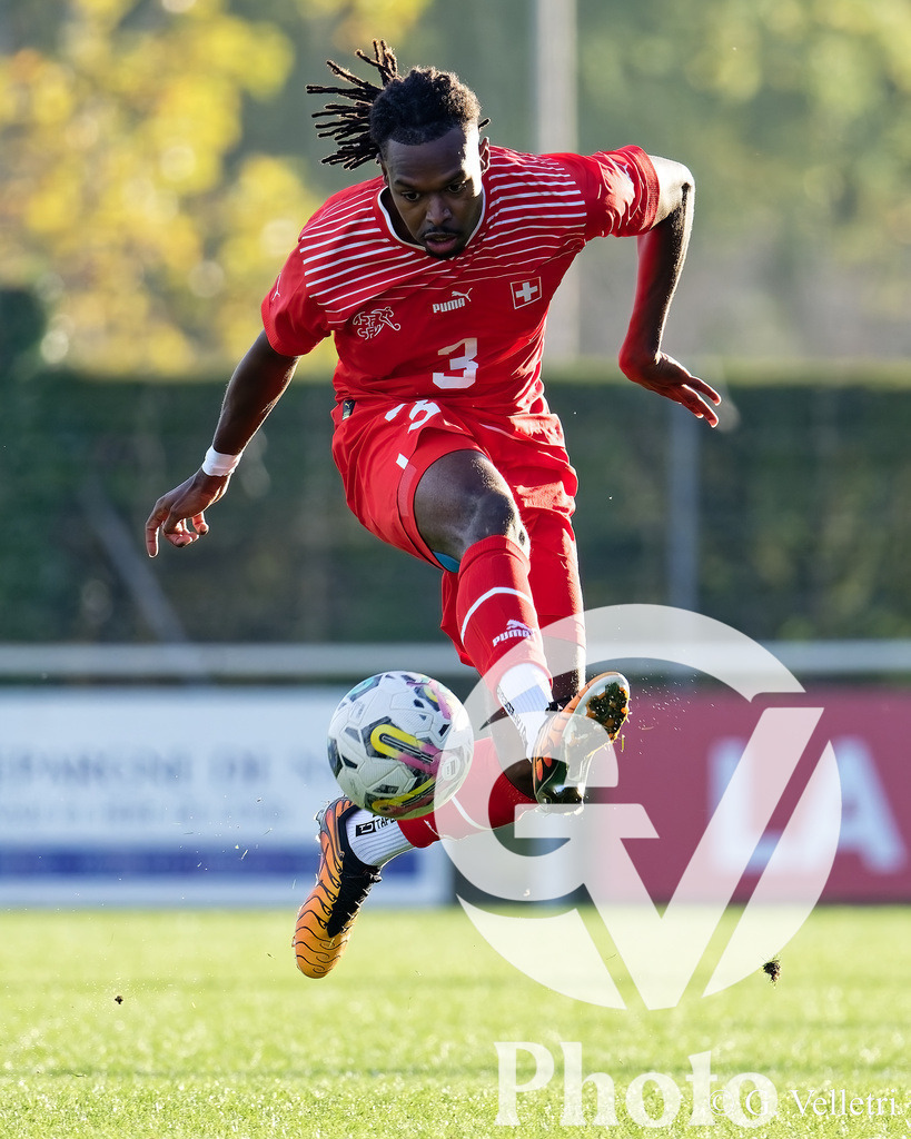 UEFA Region's Cup - Vaud v Munster | Stephane Goncalves Gomes (3 Vaud) controls the ball (action) during the UEFA Region's Cup game between Vaud and Munster at Centre Sportif de Colovray in Nyon, Switzerland 