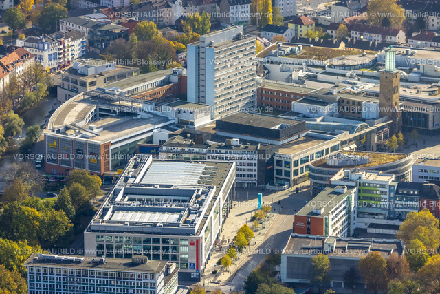 Hagen221015978 | Luftbild, City, Innenstadtansicht mit Volme Galerie und Rathausturm, Mittelstadt, Hagen, Ruhrgebiet, Nordrhein-Westfalen, Deutschland