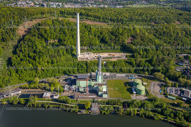 Herdecke240503161 | Luftbild, Cuno Schornstein Sehenswürdigkeit, Mark-E GuD Gas und DampfKraftwerk, Cuno Kraftwerk, Herdecke, Ruhrgebiet, Nordrhein-Westfalen, Deutschland