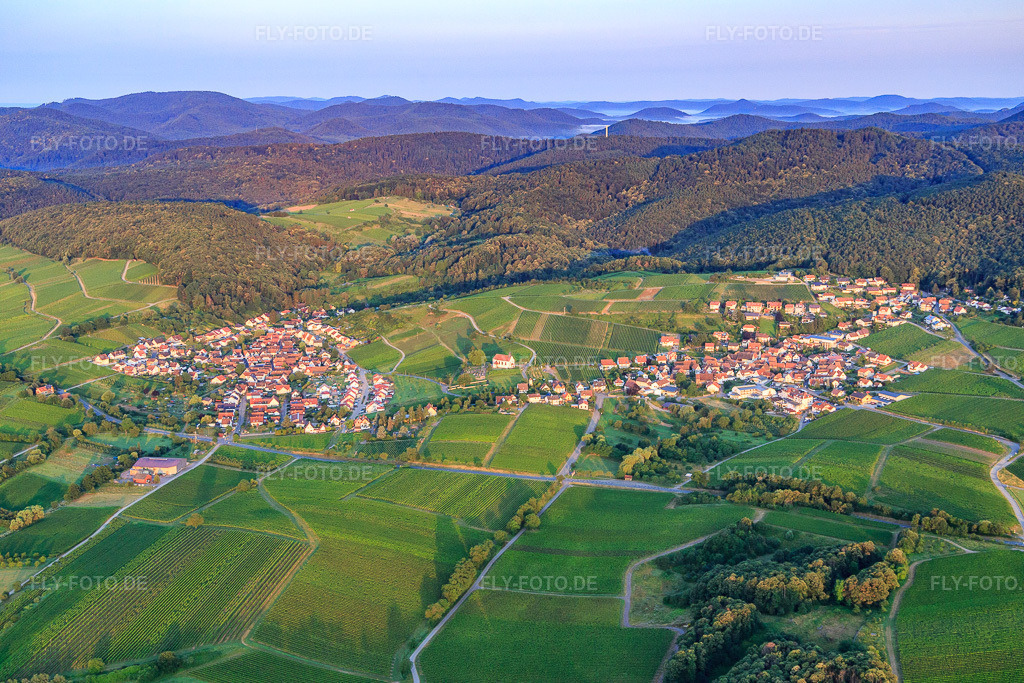 Luftbild: Winzerdörfer von Osten im Ortsteil Gleishorbach in Gleiszellen-Gleishorbach im Bundesland Rheinland-Pfalz in Deutschland. Foto: IMG_091831.jpg vom 16.07.2016 durch Werner Riehm/FLY-FOTO.de