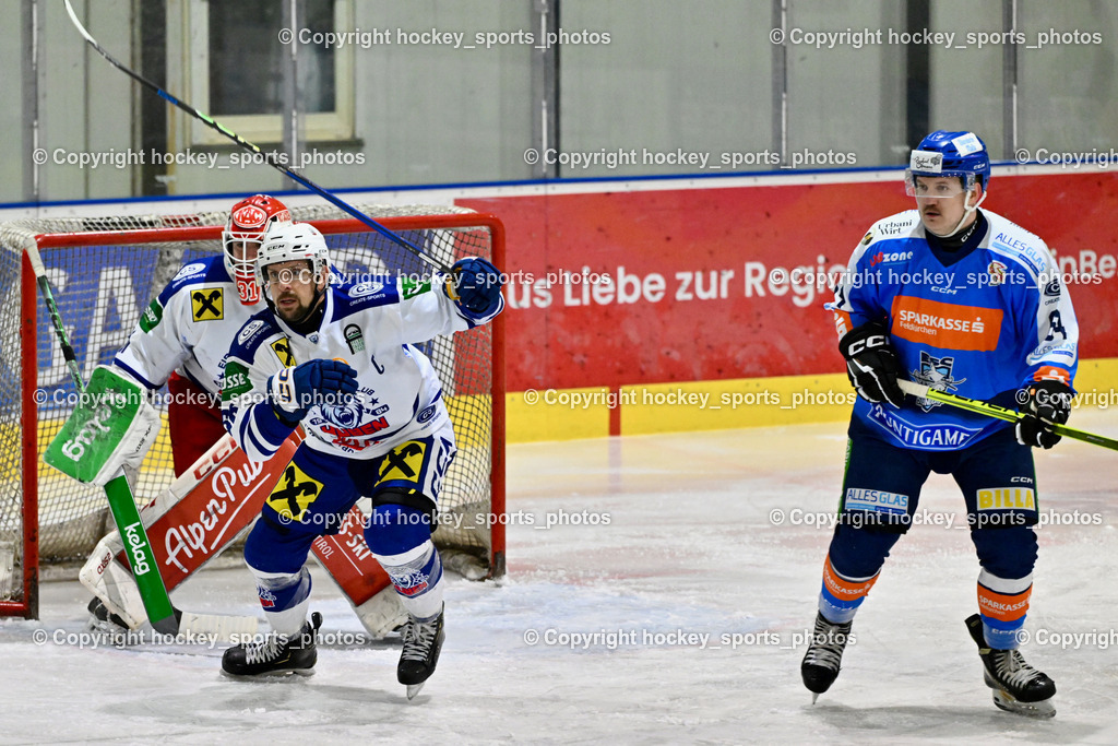 ESC SPARKASSE STEINDORF vs. UECR Huben  | #68 Unterlercher Martin UECR EISBÄREN HUBEN, #64 Stichauner Fabian ESC Steindorf, #31 Sicher Michael UECR EISBÄREN HUBEN, ESC SPARKASSE STEINDORF vs. UECR Huben , ESC SPARKASSE STEINDORF vs. UECR Huben  am 06.02.2026 in Steindorf (Ossiachersee Halle), Austria, (Photo by Bernd Stefan)