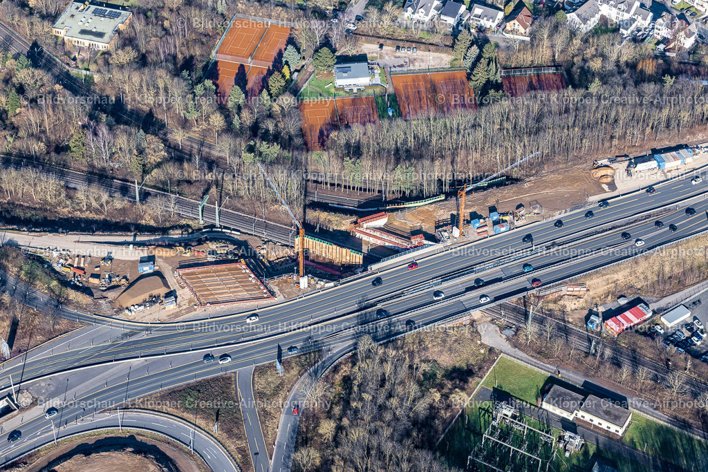 Luftbilder Bonn-6967 | Baustelle zum Sanierung und Instandsetzung des Autobahn- Brückenbauwerk der BAB 562 in Ramersdorf im Bundesland Nordrhein-Westfalen, Deutschland - Realisiert mit Pictrs.com