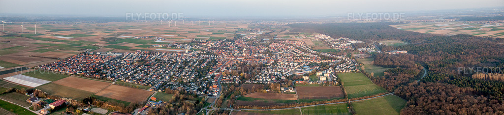 Luftbild: Panorama Perspektive (Pfalz) in Herxheim bei Landau im Bundesland Rheinland-Pfalz in Deutschland. Foto: IMG_38968-Bearbeitet.jpg vom 25.03.2011 durch Werner Riehm/FLY-FOTO.deAuflösung des Originals: 12896 x 2947 px