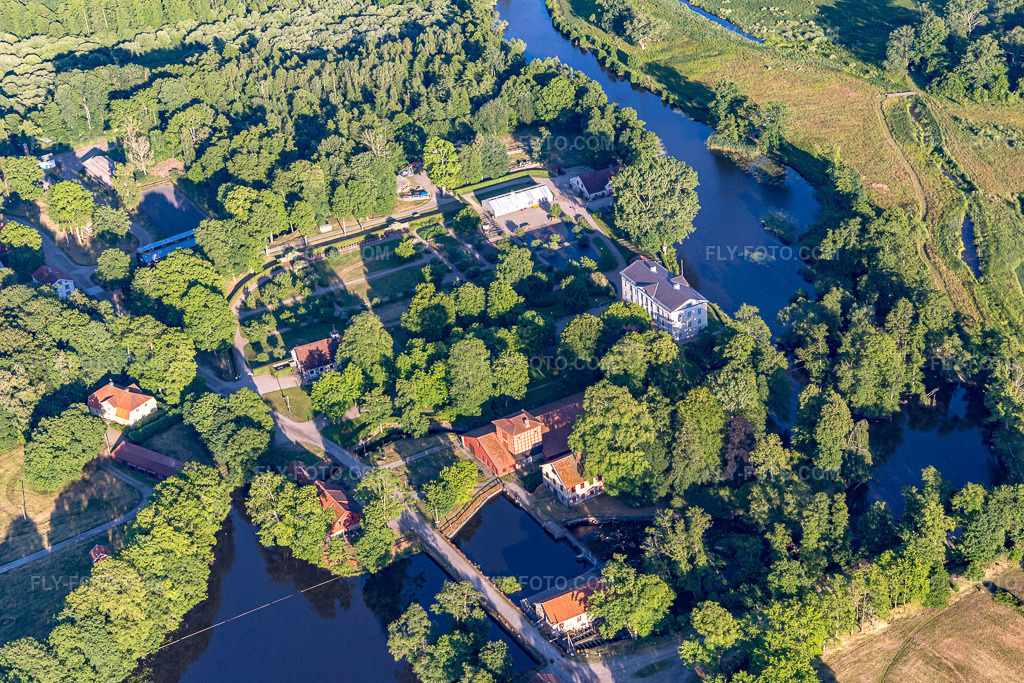 Aerial view: View of the town in Odensjö in the state Kronoberg, Sweden. – Photo: IMG_108053.jpg taken on 06/26/2018 by Werner Riehm/FLY-FOTO.com – Resolution of the original: 5472 x 3648 px