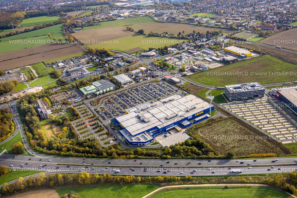 Kamen221012622 | Luftbild, Ikea Einrichtungszentrum, Parkplätze,  Gewerbegebiet Unna/Kamen, Südkamen, Kamen, Ruhrgebiet, Nordrhein-Westfalen, Deutschland