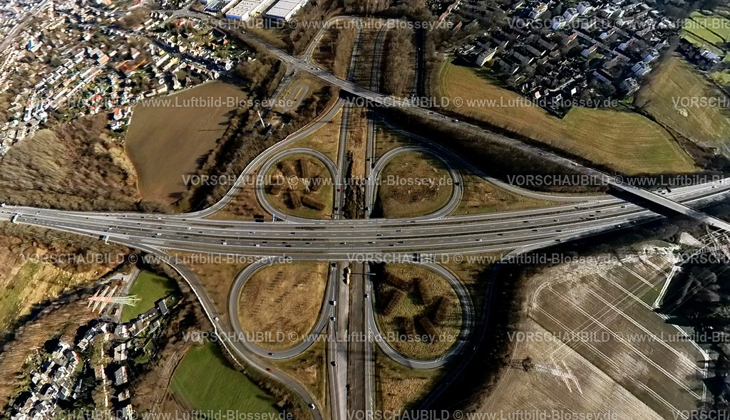 Dortmund240190163BAB-Dreieck Bodelschwingh | Luftbild, Autobahnkreuz Castrop-Rauxel-Ost mit Autobahn A45 und A42 zusammen mit der Anschlussstelle Dreieck Dortmund-Bodelschwingh, Abfahrt Königshalt, Verkehrssituation, Fisheye Aufnahme, Fischaugen Aufnahme, 360 Grad Aufnahme, tiny world, little planet, fisheye Bild, Oestrich, Dortmund, Ruhrgebiet, Nordrhein-Westfalen, Deutschland