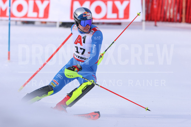 Audi FIS Ski World Cup: Men’s Slalom – Hahnenkamm Race, Kitzbuehel | Kitzbuehel, Austria, 25.Jan.26 - Alpine Skiing - FIS World Cup, Hahnenkamm Race, Slalom, men. The image shows VINATZER Alex (ITA, Atomic).