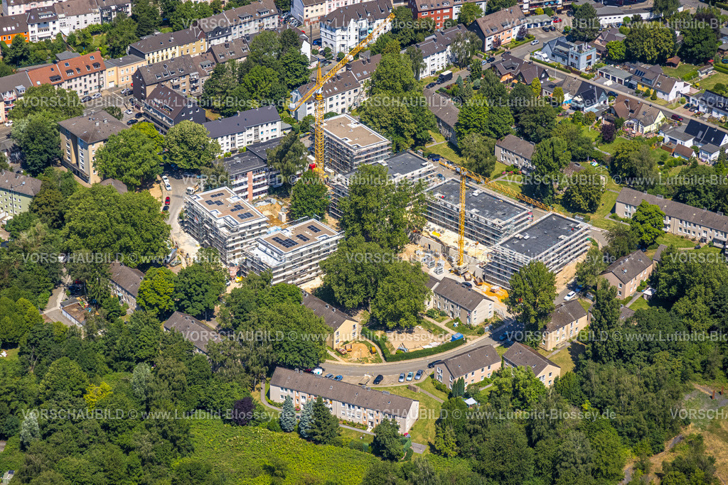 Muelheim230703990 | Luftbild, Baustelle und Neubau Wohnquartier an der Elisabeth-Selbert-Straße, Altstadt II - Nordost, Mülheim an der Ruhr, Ruhrgebiet, Nordrhein-Westfalen, Deutschland