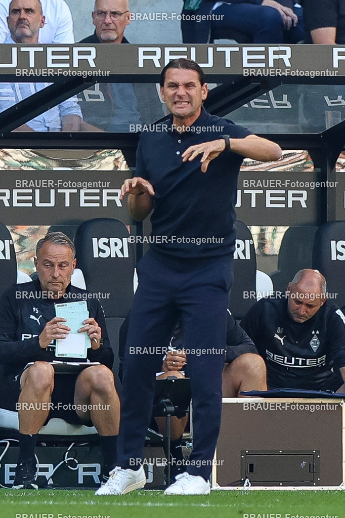 Borussia Mönchengladbach vs Hamburger SV - Bundesliga  | Mönchengladbach, Deutschland, 24.08.25:   Gerardo Seoane (Borussia Mönchengladbach) gestikuliert, Gestik waehrend des Spiels der Bundesliga zwischen Borussia Mönchengladbach vs Hamburger SV im Stadion im Borussia Park(Foto von Brauer-Fotoagentur / Adrian Schlueter)