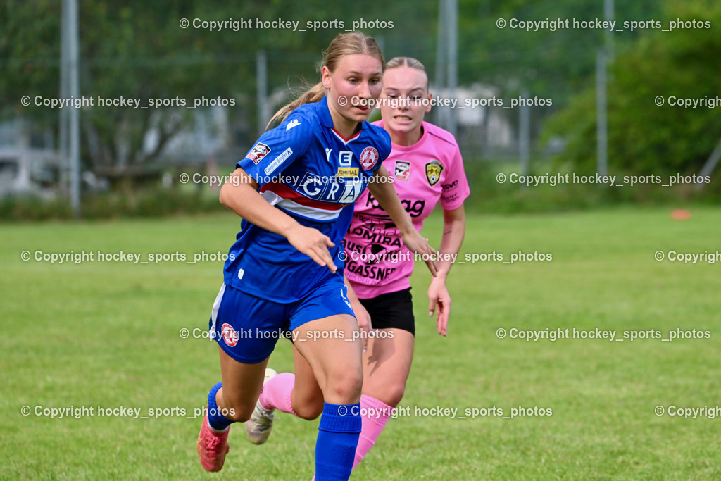 Carinthians Hornets vs. GAK 1902 Frauen | #2 Tara Dommayer GAK, #28 Patricia Bognar Carinthians Hornets, Carinthians Hornets vs. GAK 1902 Frauen, Carinthians Hornets vs. GAK 1902 Frauen am 01.09.2024 in Sachsenburg (Sportplatz Sachsenburg), Austria, (Photo by Bernd Stefan)