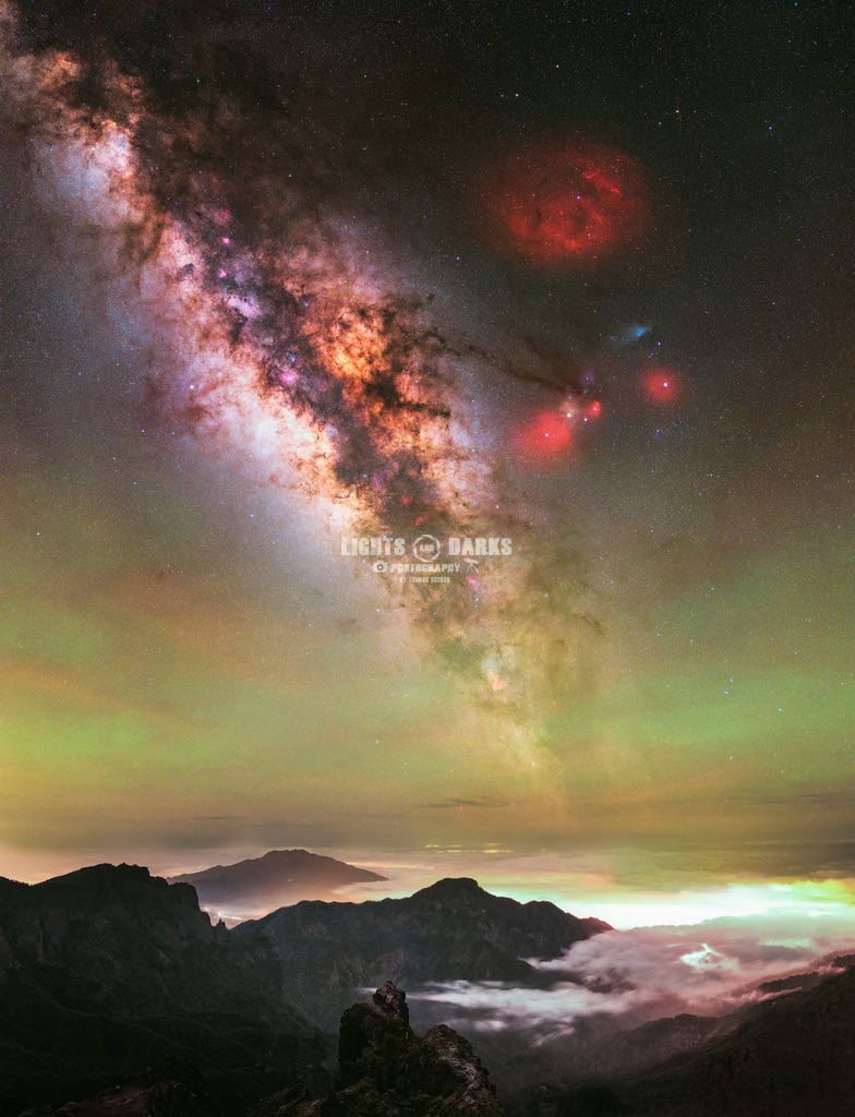 The rising beauty | Astrobins Pic of the day form 11th of June 2023. 40mm, 6 Panel Milky Way Mosaic, RGB with Continuum Ha. Milky Way Core over a sea of fog at La Palma. Shot taken at Roque de los Muchachos (La Palma)  - Realisiert mit Pictrs.com