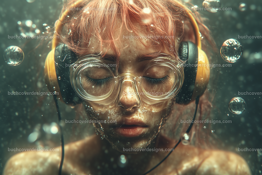 Gesicht einer Frau mit Kopfhörer (182) | woman face underwater with many air bubbles, with pink hair spread over the surface of the image, with a yellow headphone - diving glasses - close up - studio light - vivid colors - high detail - realistic - photo --chaos 5 --ar 3:2 --stylize 50 --weird 200 --v 6.1 Job ID: 88dcf255-1762-487c-b8ad-27a2cf2c3718