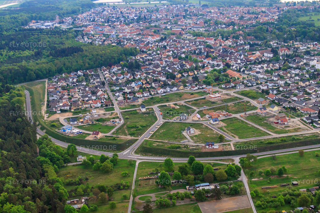 Luftbild: Neubaugebiet Vogelring in Jockgrim im Bundesland Rheinland-Pfalz in Deutschland. Foto: IMG_40355.jpg vom 24.04.2011 durch Werner Riehm/FLY-FOTO.de