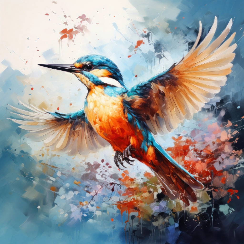 2401020 - Eisvogel | Ein wunderschöner Eisvogel im Stil eines modernen Gemäldes.