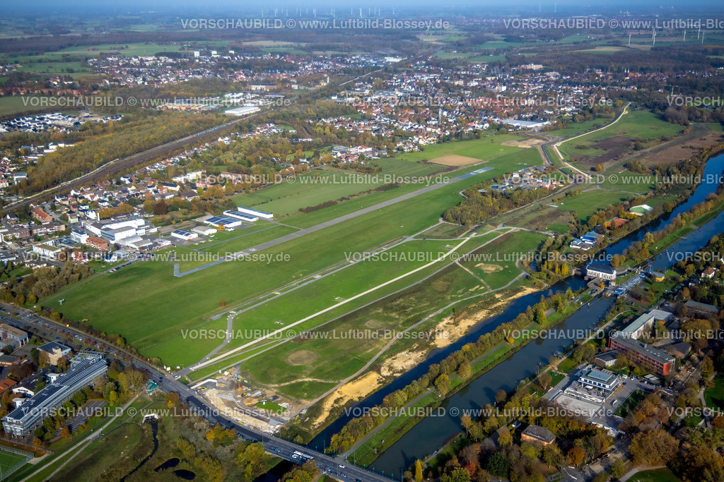 Hamm221017519 | Luftbild, Lippeumbau, Baustelle, Erlebensraum Lippeaue, Flugplatz Hamm-Lippewiesen, Hamm, Ruhrgebiet, Nordrhein-Westfalen, Deutschland