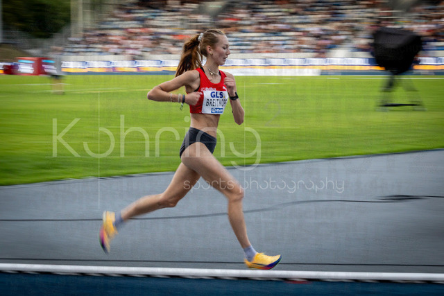 Deutsche Leichtathletik-Meisterschaften; Bochum-Wattenscheid, 25.07.2026 | 5000m der Frauen mit VFrieda Breitkopf (LG Brillux Münster); Deutsche Leichtathletik-Meisterschaften am 25.07.2026 im Lorheide-Stadion, Bochum-Wattenscheid (Nordrhein-Westfalen).
