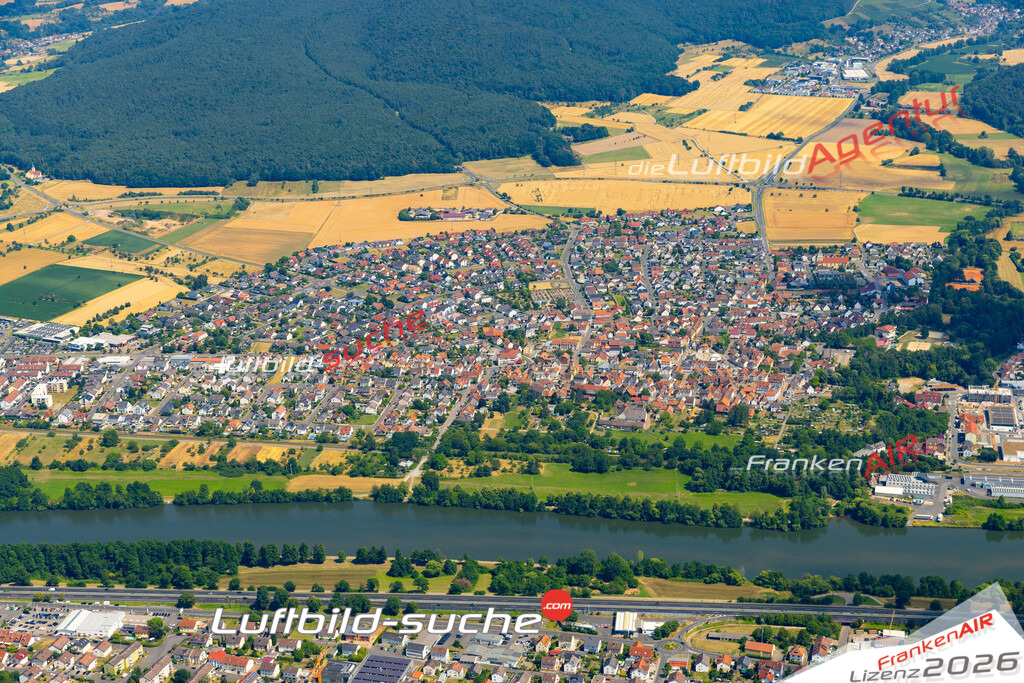 Das Luftbild zeigt :  Elsenfeld - Die Luftaufnahme wurde 2023 vom UL-Flugzeug aus erstellt ( keine Drohne ) - Hochauflösende Luftaufnahme - Für grossformatige Ausdrucke geeignet. Die Geschenkidee !Mit Lizenz und Bildrechte bestellbar