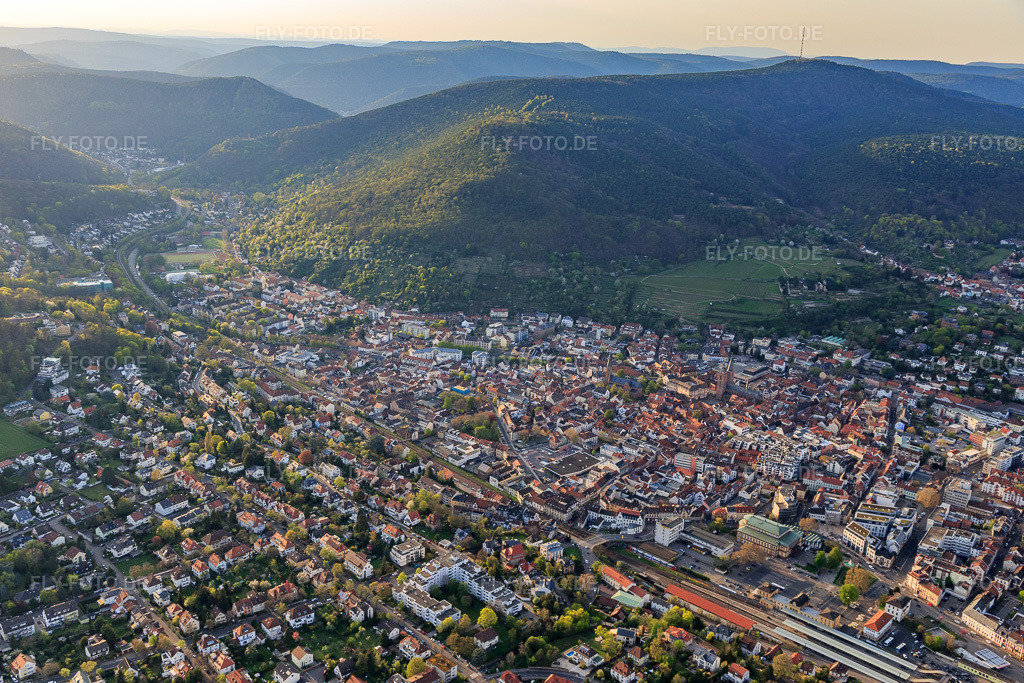 Luftbild: Stadtübersicht aus Südosten in Neustadt an der Weinstraße im Bundesland Rheinland-Pfalz in Deutschland. Foto: IMG_106612.jpg vom 17.04.2018 durch Werner Riehm/FLY-FOTO.de