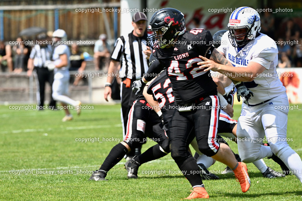 Carinthian Lions vs. Cineplexx Blue Devils | #42 Mittag Nico Carinthian Lion, Carinthian Lions vs. Cineplexx Blue Devils, Carinthian Lions vs. Cineplexx Blue Devils am 09.06.2025 in Klagenfurt (ASV Sportplatz), Austria, (Photo by Bernd Stefan)