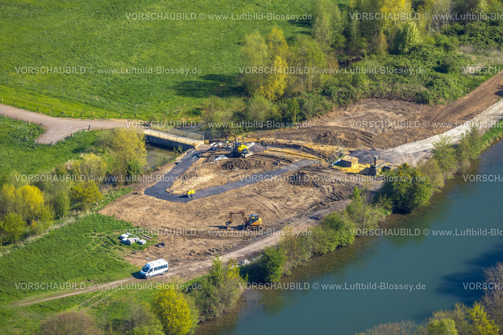 Hamm230400259 | Luftbild, Bauarbeiten am Fluss Lippe, Stadtbezirk Heessen, Hamm, Ruhrgebiet, Nordrhein-Westfalen, Deutschland