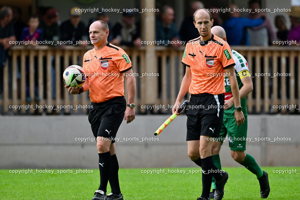 WSG Radenthein vs. SV Rapid Lienz | Michael Moser Referee, Heribert Petritz Referee, WSG Radenthein vs. SV Rapid Lienz, WSG Radenthein vs. SV Rapid Lienz am 30.08.2025 in Radenthein (Sportplatz Radenthein), Austria, (Photo by Bernd Stefan)
