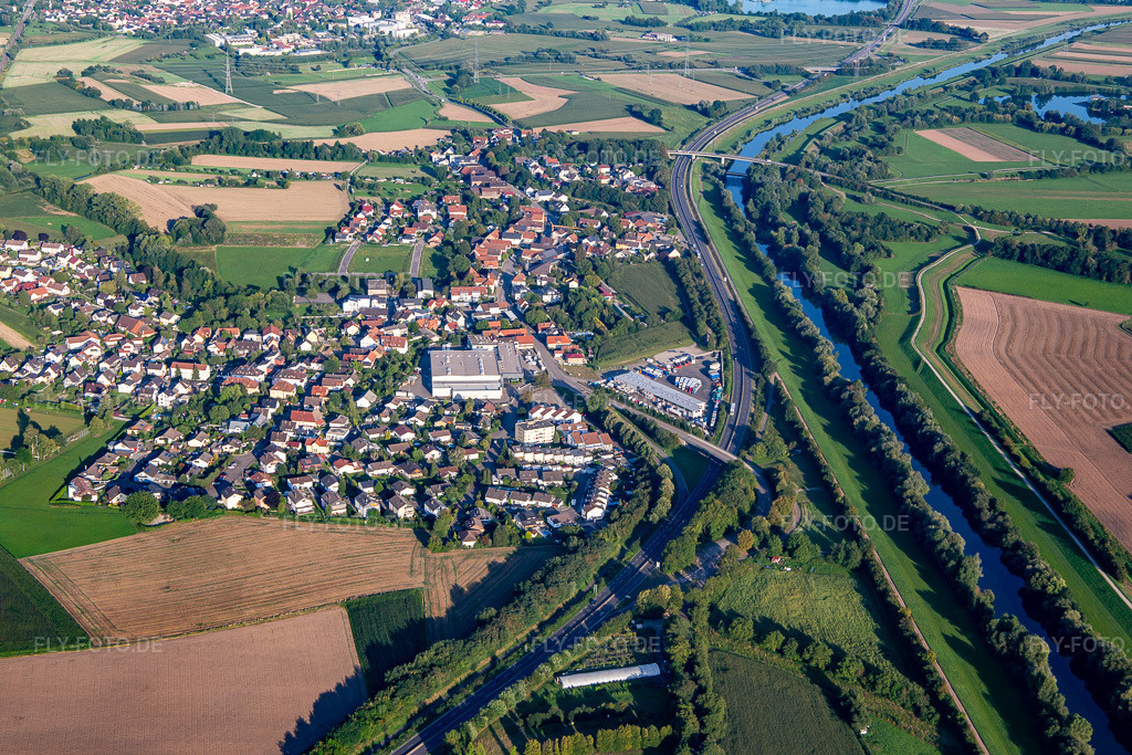 Luftbild: Ortsansicht von Westen im Ortsteil Neumühl in Kehl im Bundesland Baden-Württemberg in Deutschland. Foto: IMG_137807.jpg vom 18.08.2023 durch Werner Riehm/FLY-FOTO.de