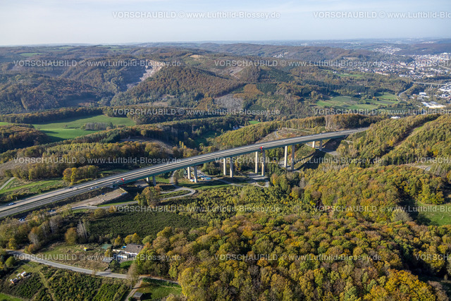 Hagen221016642 | Luftbild, Baustelle Brückenprüfung Talbrücke Brunsbecke der Autobahn A45, Dahl, Hagen, Ruhrgebiet, Nordrhein-Westfalen, Deutschland