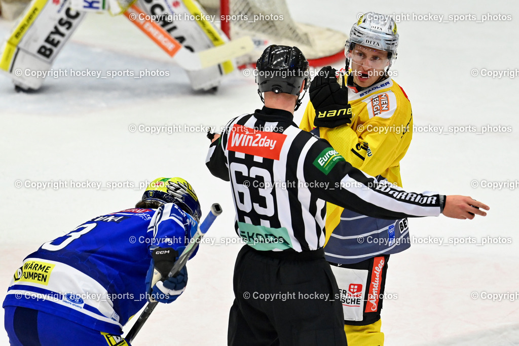 EC IDM WÄRMEPUMPEN VSV vs. Vienna Capitals | #13 Adam Helewka EC VSV, #37 Christof Kromp Vienna Capitals, EC IDM WÄRMEPUMPEN VSV vs. Vienna Capitals, EC IDM WÄRMEPUMPEN VSV vs. Vienna Capitals am 16.11.2025 in Villach (Stadthalle Villach), Austria, (Photo by Bernd Stefan)