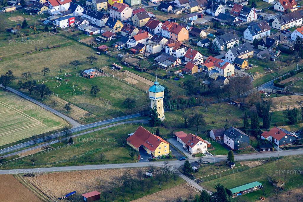Luftbild: Wasserturm in Hüffenhardt im Bundesland Baden-Württemberg in Deutschland. Foto: IMG_38171.jpg vom 12.03.2011 durch Werner Riehm/FLY-FOTO.de