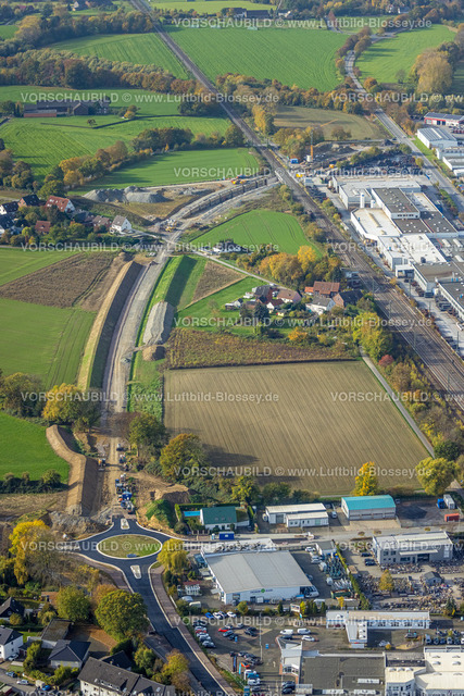Kamen221012675 | Luftbild, Südkamener Spange, Baustelle mit Neubau,  Anschluss an Dortmunder Straße und Westicker Straße, Kreisverkehr, Kamen, Ruhrgebiet, Nordrhein-Westfalen, Deutschland