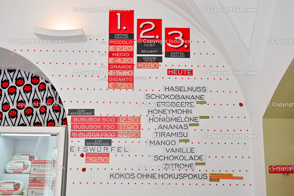 Steyr_ Buburuza Eis_ 21.03.2024-14 | 21.03.2024, Steyr, AUT, Buburuza Eis, im Bild Eispreise, Tafel, Sorten