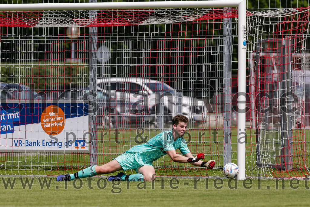 2023-07-08_069_FC_Finsing_gegen_SG_Markt_Schwaben | Finsing, Deutschland, 08.07.2023:
Fußball, Kreisliga 2023 / 2024, Testspiel, FC Finsing gegen SG Markt Schwaben, Endergebnis: 7:0

Torwart Alexander Wasser (SG Markt Schwaben, #1)

Foto: Christian Riedel / fotografie-riedel.net