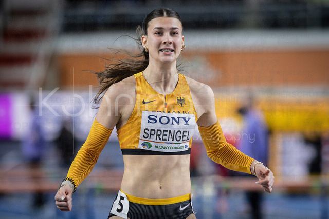 World Athletics Indoor Championships Kujawy Pomorze 26, 22.03.2026 | TORUN, POLAND - MARCH 22:  Sandrina SPRENGEL (GER) competes in the women's 60m hurdles during the heptathlon of the Athletics Indoor Championships Kujawy Pomorze 26 on day 3 / session 1 at Kujawsko-Pomorska Arena Torun on March 22, 2026 in Torun, Poland. 