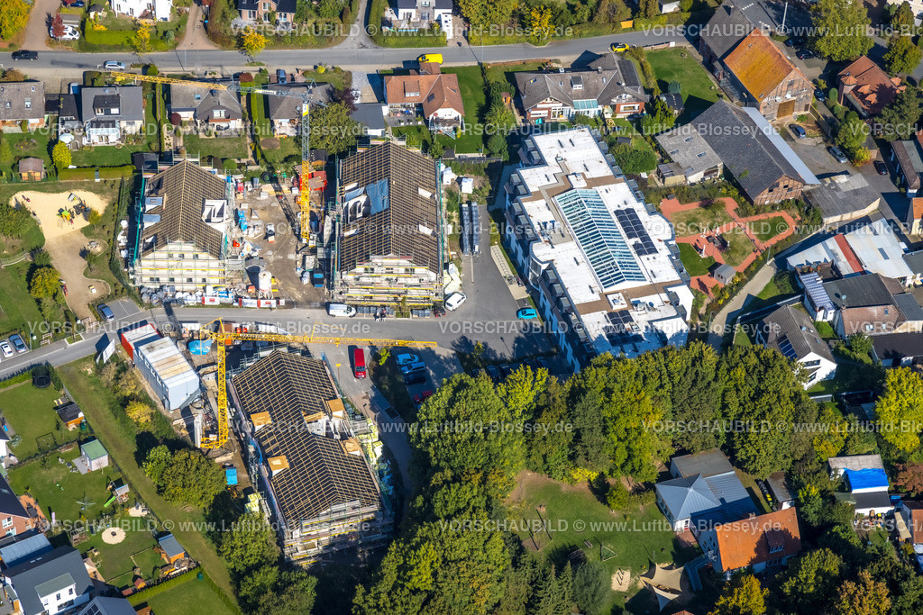 Unna220902977 | Luftbild, Baustelle und Neubaugebiet Große-Oetringhaus-Straße, Pflegewohnanlage Haus am Hellweg, Hemmerde, Unna, Ruhrgebiet, Nordrhein-Westfalen, Deutschland