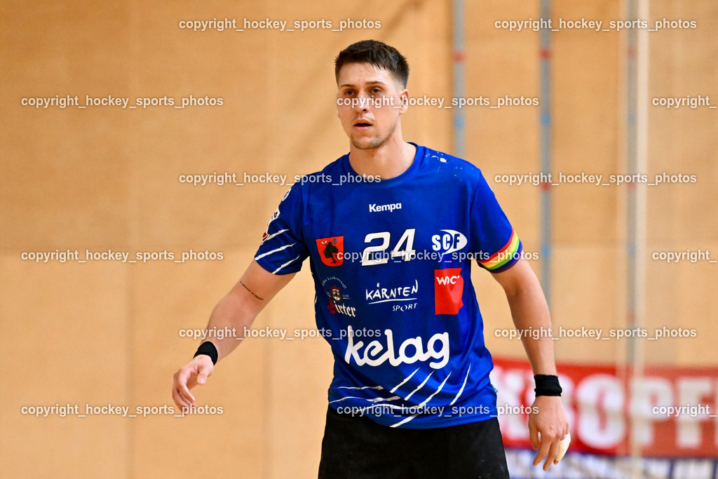 SC Ferlach vs. HSG Holding Graz 23.9.2023 | #24 JOVANOVIC Mladan SC Ferlach, SC Ferlach vs. HSG Holding Graz 23.9.2023, SC Ferlach vs. HSG Holding Graz am 23.09.2023 in Bleiburg (Ballspielhalle Ferlach), Austria, (Photo by Bernd Stefan)