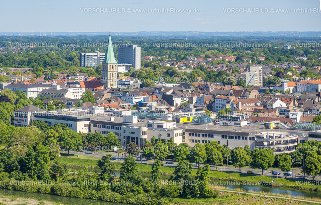 Hamm250504316 | Luftbild, Blick vom Datteln-Hamm-Kanal zur City, Allee-Center und evang. Pauluskirche, Mitte, Hamm, Ruhrgebiet, Nordrhein-Westfalen, Deutschland