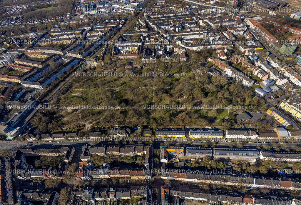 Dortmund250300439 | Luftbild, Westpark und Reihenhaus Mehrfamilienhäuser, Dorstfelder Brücke, Dortmund, Ruhrgebiet, Nordrhein-Westfalen, Deutschland