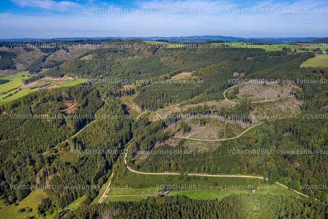 Finnentrop230908404Glinge | Luftbild, Waldgebiet mit Waldschäden, Glinge, Rönkhausen, Finnentrop, Sauerland, Nordrhein-Westfalen, Deutschland