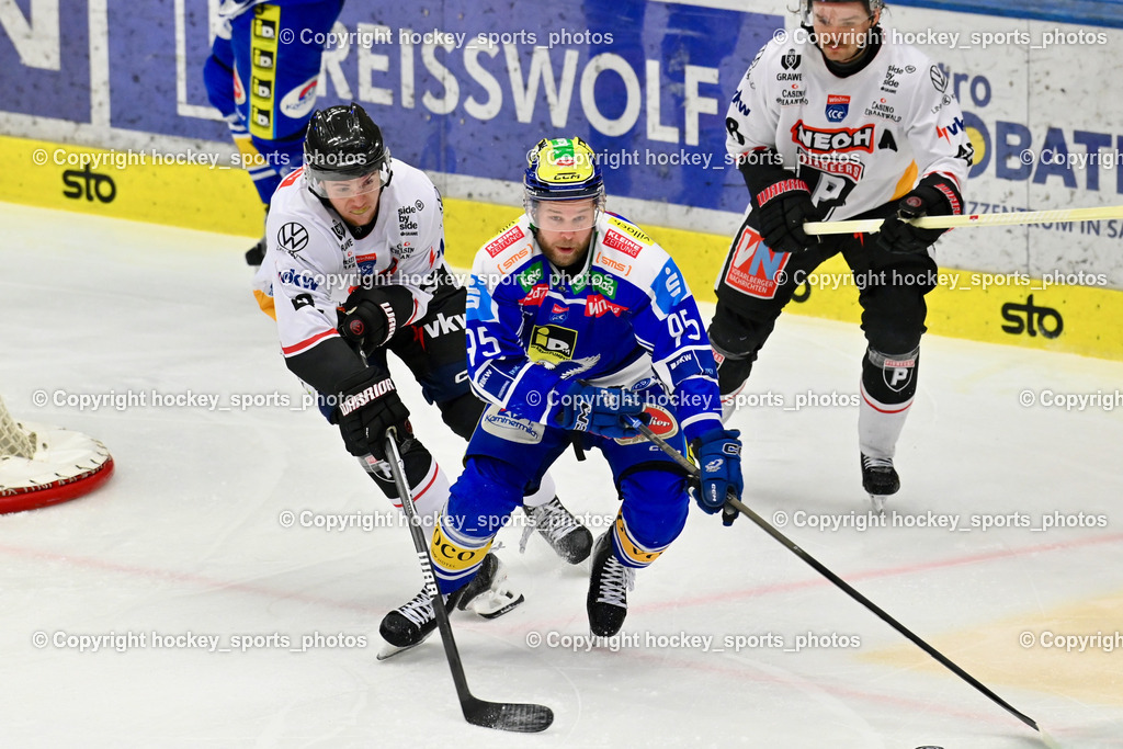 EC IDM Wärmepumpen VSV vs. Pioneers Vorarlberg | #95 Mark Katic EC VSV, #22 Luca Erne Pioneers Vorarlberg, EC IDM Wärmepumpen VSV vs. Pioneers Vorarlberg, EC IDM Wärmepumpen VSV vs. Pioneers Vorarlberg am 22.02.2026 in Villach (Stadthalle Villach), Austria, (Photo by Bernd Stefan)