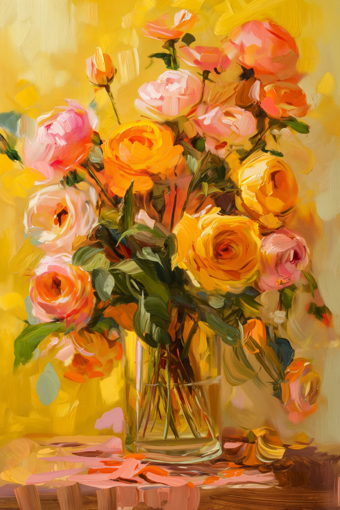 2402037 - Frühlingsblumen | Ein wunderschöner Blumenstrauß in frühlingshaften Farben im Stil eines Gemäldes