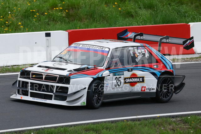 Rechberg Hill Climb 2025 – FIA European Hill Climb Championship | Rechberg Hill Climb 2025, part of the FIA European Hill Climb Championship. High-speed racing action, mountain scenery, atmosphere and pure motorsport passion captured in detail. The image shows Milan Bubnic (SLO) Lancia Delta Integrale.          