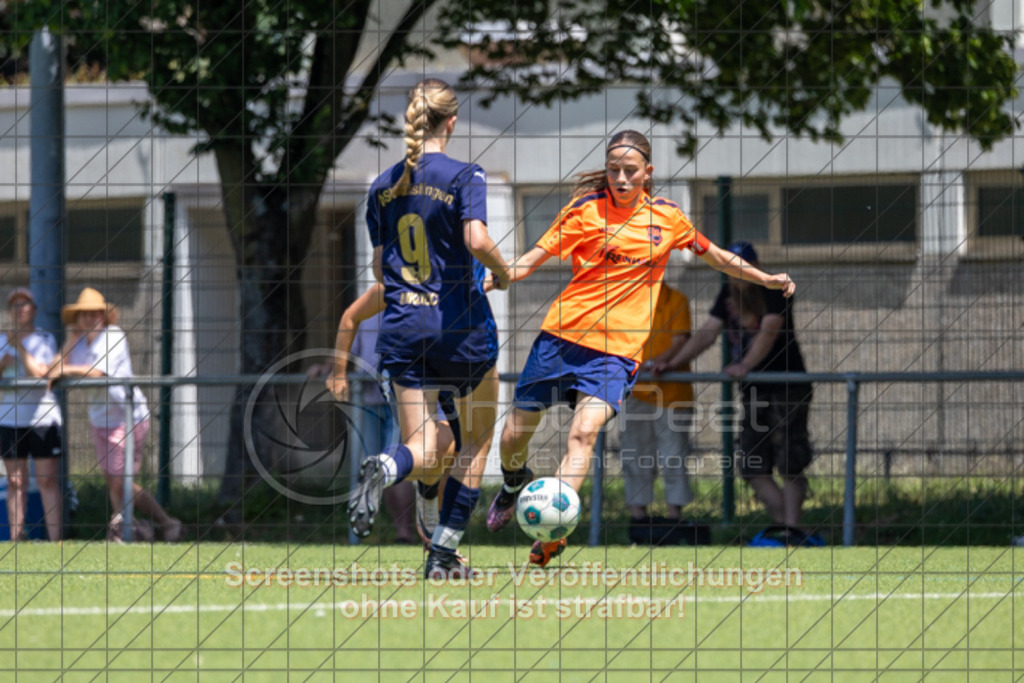20250622_140859_0146 | #,ASV Eislingen (blau) vs. Tura Untermünkheim (orange), Fussball, Aufstiegsspiel in B-Juniorinnen-VS Nord Runde 2 - WfV, Saison 2024/2025, Kunstrasensportplatz im Ösch, Staufeneckerstraße, 73054 Eislingen, 22.06.2025 - 14:00 Uhr,Foto: PhotoPeet-Sportfotografie/Peter Harich